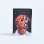 Caderno Tupac da Entrelinhas, sem pauta, com arte exclusiva de artista brasileiro