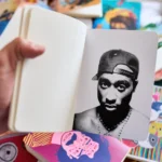 Caderno Tupac da Entrelinhas, sem pauta, com arte exclusiva de artista brasileiro
