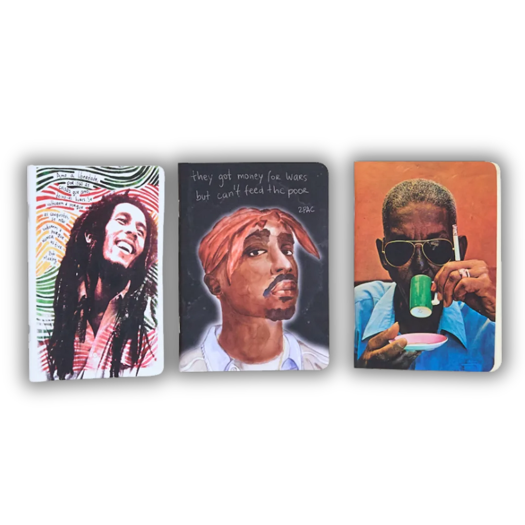 21 Kit Vozes da Resistência – Marley, Tupac & Cartola da Entrelinhas: cadernos de arte exclusiva