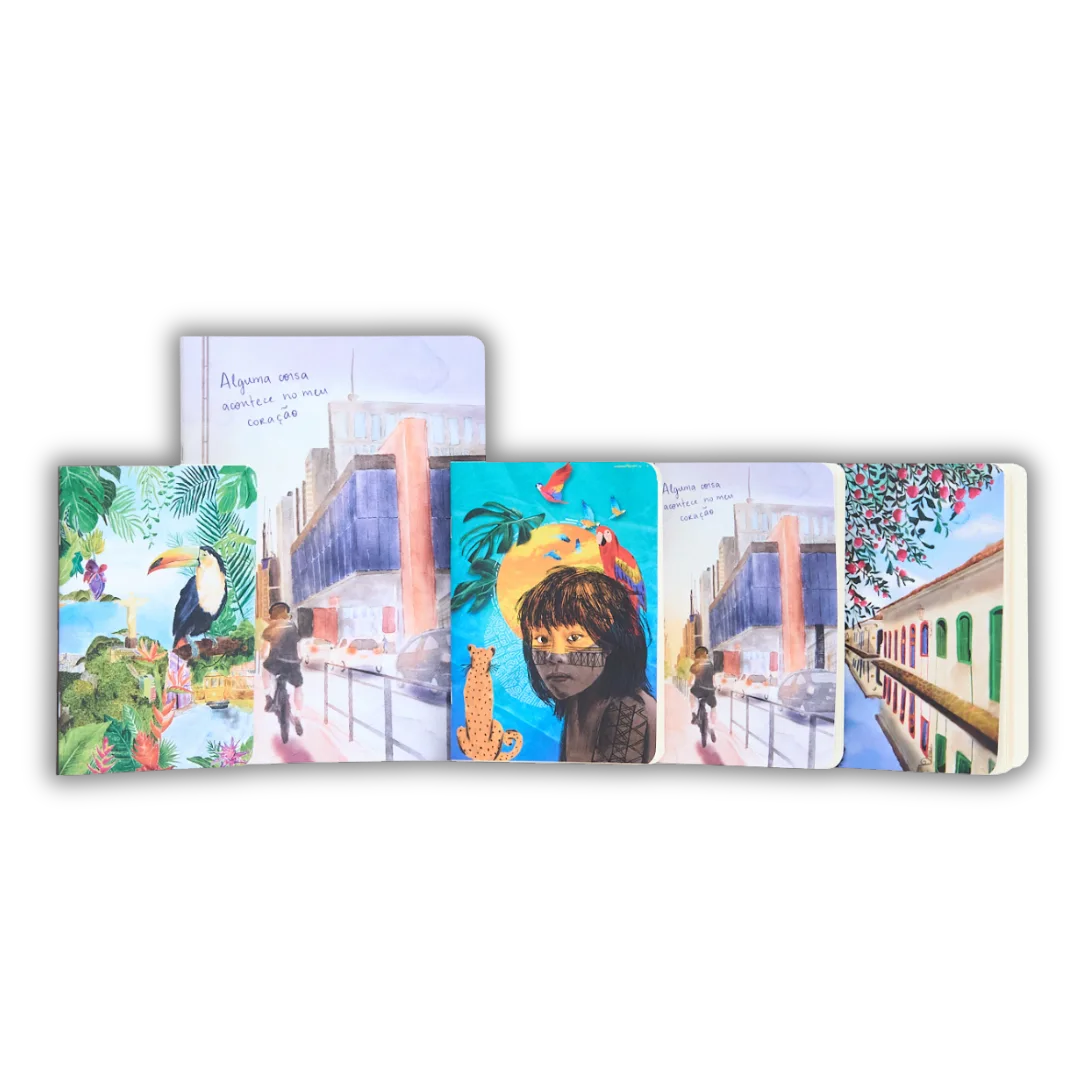 32 Kit Cidades, Natureza e Avenida da Entrelinhas: cadernos de arte exclusiva