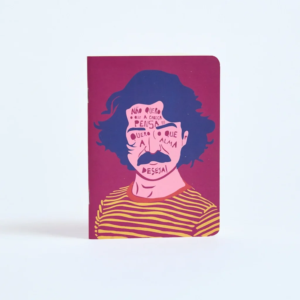 Caderno Belchior da Entrelinhas, sem pauta, com arte exclusiva de artista brasileiro